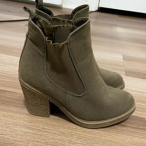 Olive green heel booties